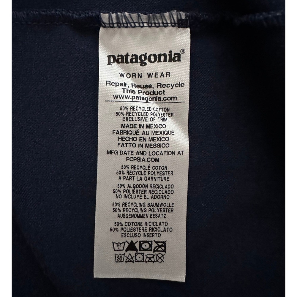Patagonia Responsibili-Tee Mens M Blue Long Sleeve P-6 Logo Outdoors Gorpcore - Picture 6 of 11